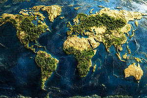 3D World Map with Forests and Water, a Nature Photo by Ales Munt