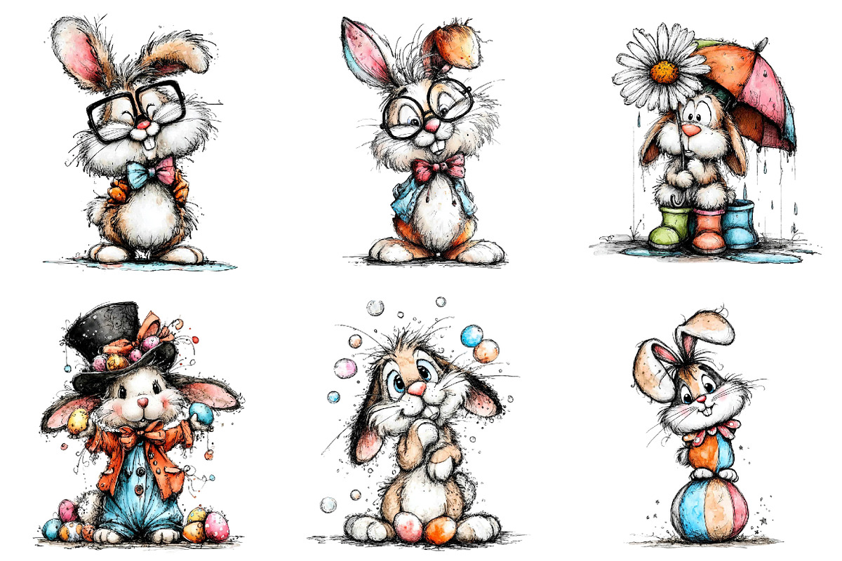 Whimsical Easter Bunny Clipart, an Illustration by Dream Creation (Photo 3 of 6)