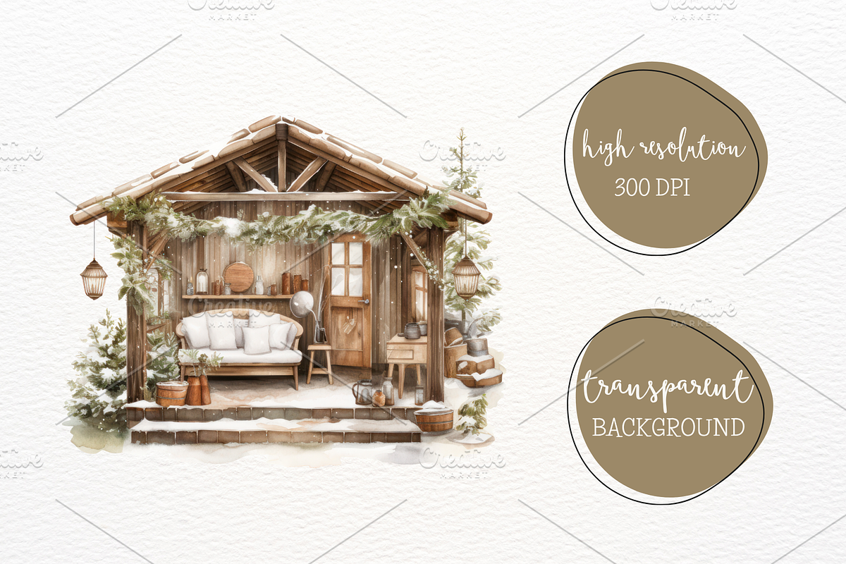 Winter Spa Watercolor Clipart Bundle, a Seasonal Illustration by Maysa Art (Photo 6 of 6)