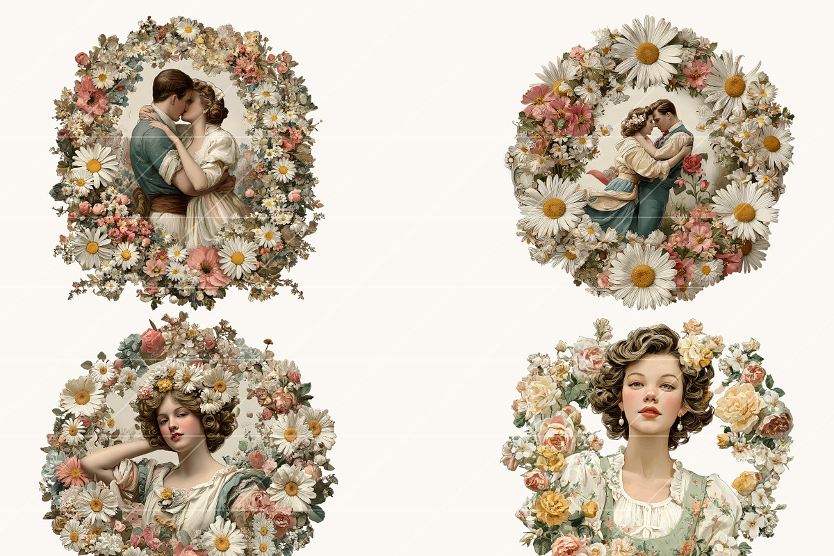 Retro Daisy Valentine Clipart Bundle, a Seasonal Illustration by BusyDaydesign (Photo 4 of 9)