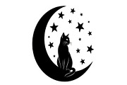 50 Cat Moon Silhouette Vector Bundle, an Illustration by jahid234 (Thumbnail 18 of 51)