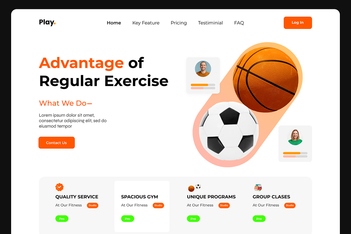 Play - Sports Website Hero UI, an UI Kit Template by Hammad Arif