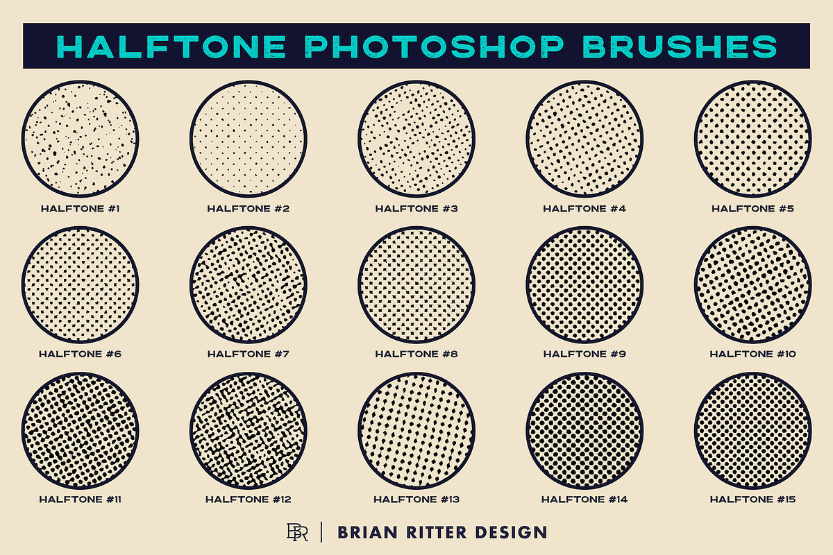 Halftone Photoshop Brushes, a Brush Add-On by Brian Ritter Design (Photo 5 of 9)