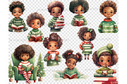 Christmas Cute Black Doll Clipart, a Person Illustration by GlamArtZhanna (Thumbnail 5 of 5)
