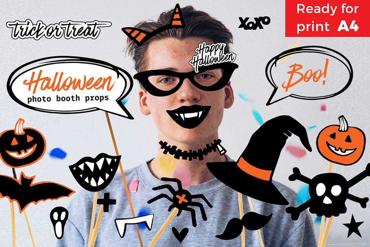Halloween Party Photo Booth Props A4, an Object Graphic by Sopelkin (Photo 1 of 3)