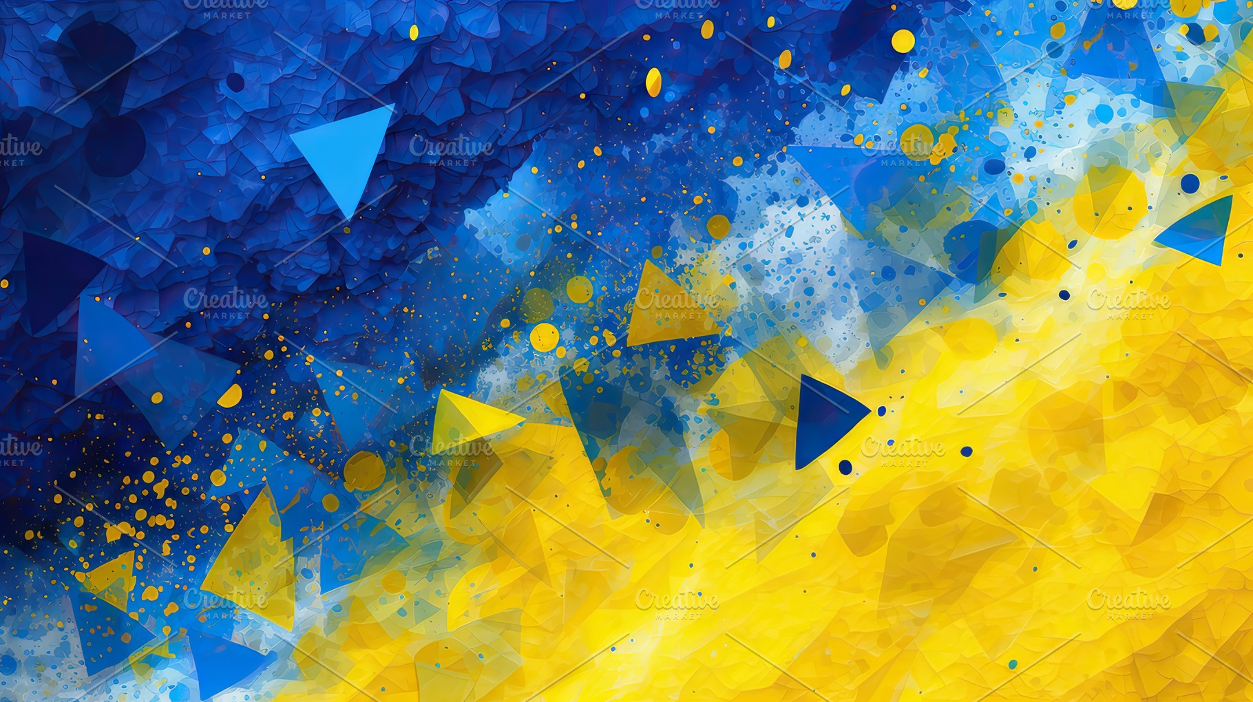 Vibrant Contrast of Blue and Yellow in Abstract Art Background with Geometric S, a Photo by AS photostudio