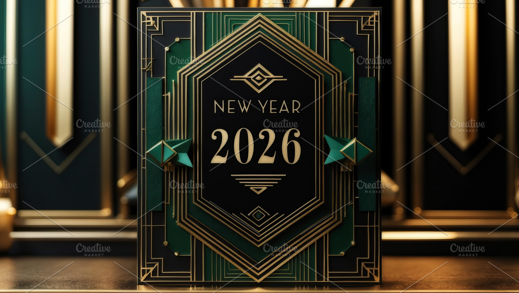 New Year 2026 Art Deco Design in Gol, a Technology Photo by Perpis