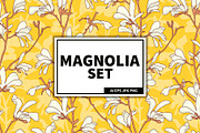 Magnolia flowers blooming set, a Pattern Graphic by Krolja (Thumbnail 1 of 9)