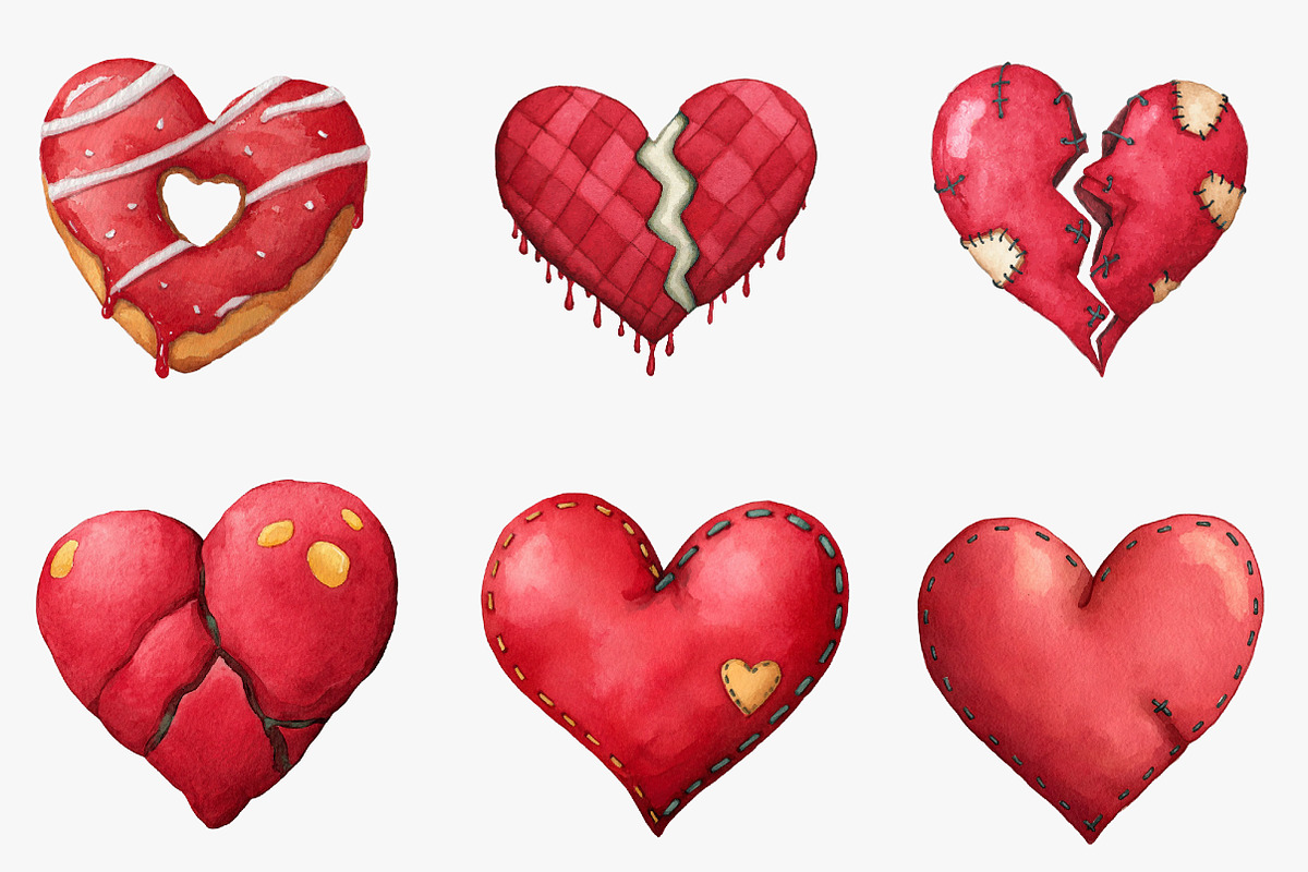 watercolor hearts clipart, an Illustration by CreationArt (Photo 5 of 5)