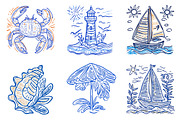 Summer Coastal Hand Drawn Line Art, an Illustration by Designking (Thumbnail 4 of 5)