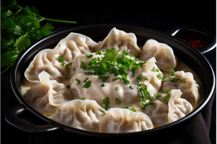 Meat dumplings russian boiled bowl, a Food & Drink Photo by Ylivdesign