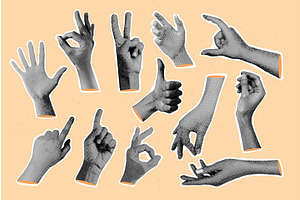 Realistic halftone hands. Hand, an Object Illustration by Stock-Smart-Start