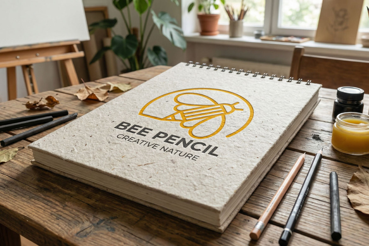 Bee Pencil Monoline Logo, a Graphic by Mightyfire (Photo 2 of 3)