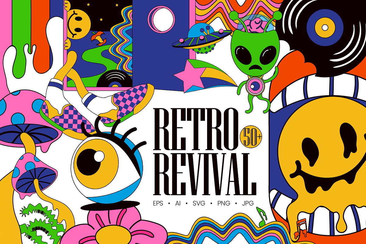 Mix Retro Element Set, an Object Illustration by Invisual Studio (Photo 1 of 8)