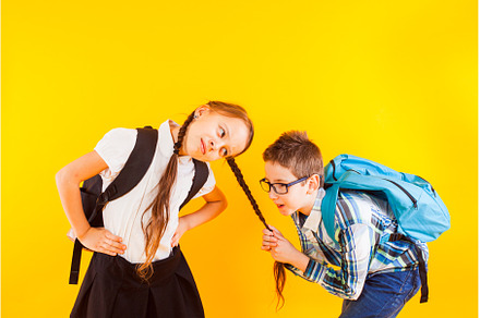 The cute little schoolboy pulls the, a Person Photo by oksix