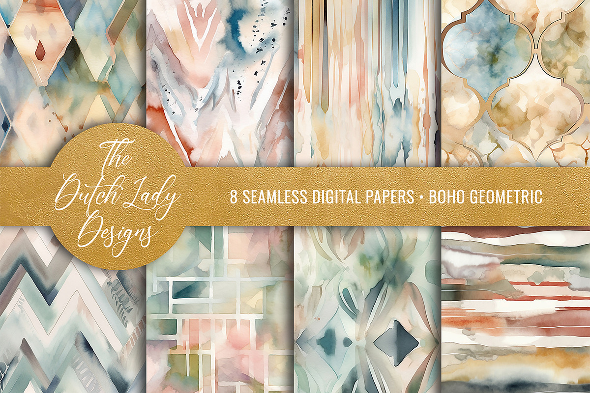 Seamless Boho Geometric Patterns, a Pattern Graphic by The Dutch Lady Designs (Photo 1 of 5)