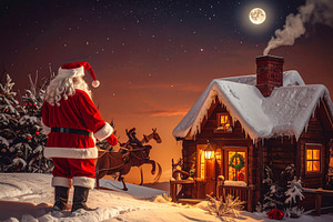 Santa Claus arriving at a home, a Holiday Photo by DanFLCreativo