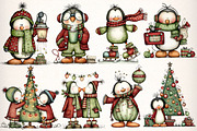 Whimsical Christmas Penguin Clipart, an Illustration by Dream Creation (Thumbnail 4 of 7)