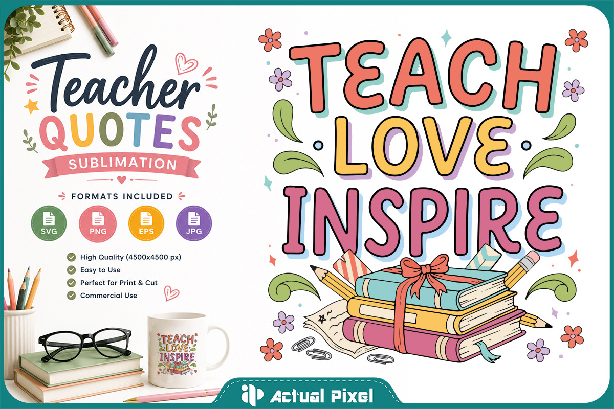 Teacher Quotes Sublimation Bundle, an Education Illustration by Actual Pixel (Photo 7 of 18)