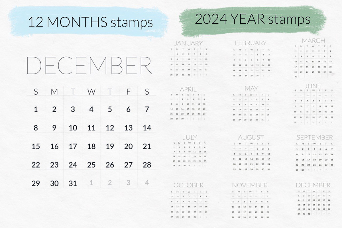 Planner stamps, calendar 2024 stamps, a Brush Add-On by Let's Art (Photo 2 of 3)