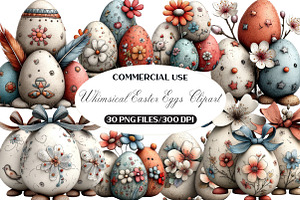 Whimsical Easter Eggs Clipart, an Illustration by Black Bird Studio