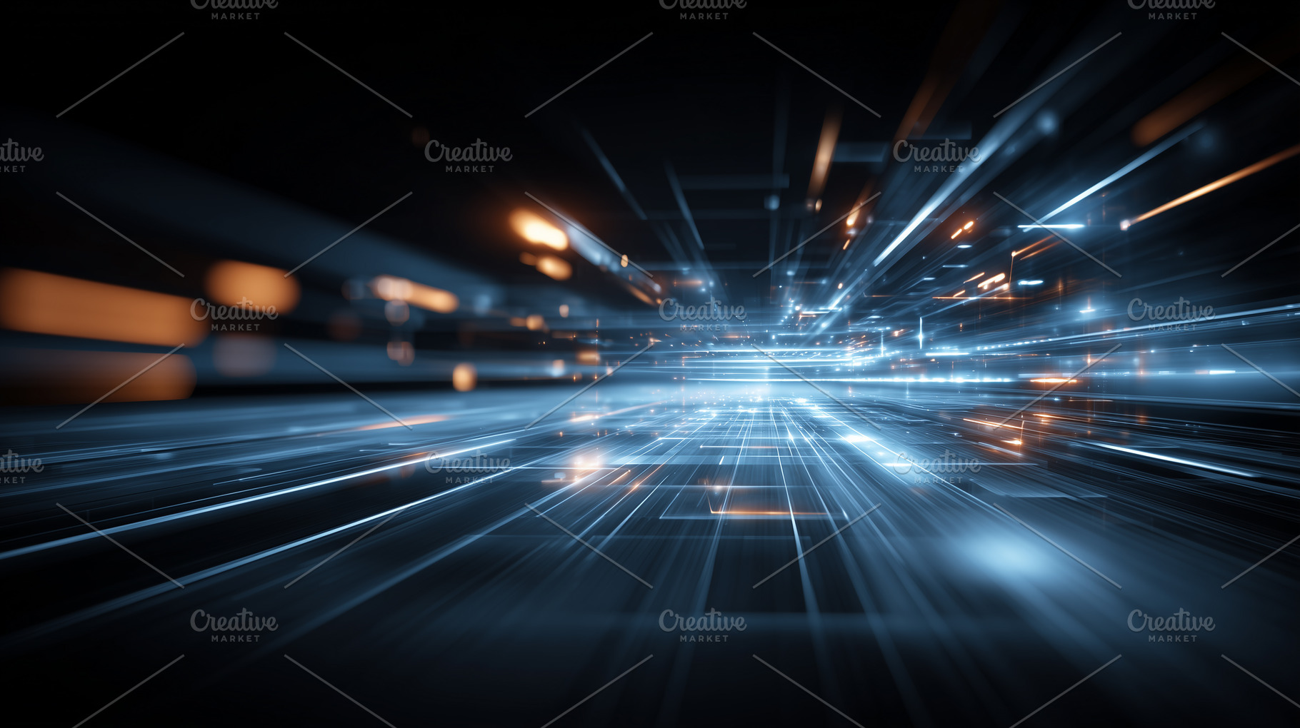 Dynamic digital landscape with glow, a Technology Photo by MistyDay