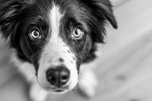 Black and white portrait of dog, an Animal Photo by MistyDay