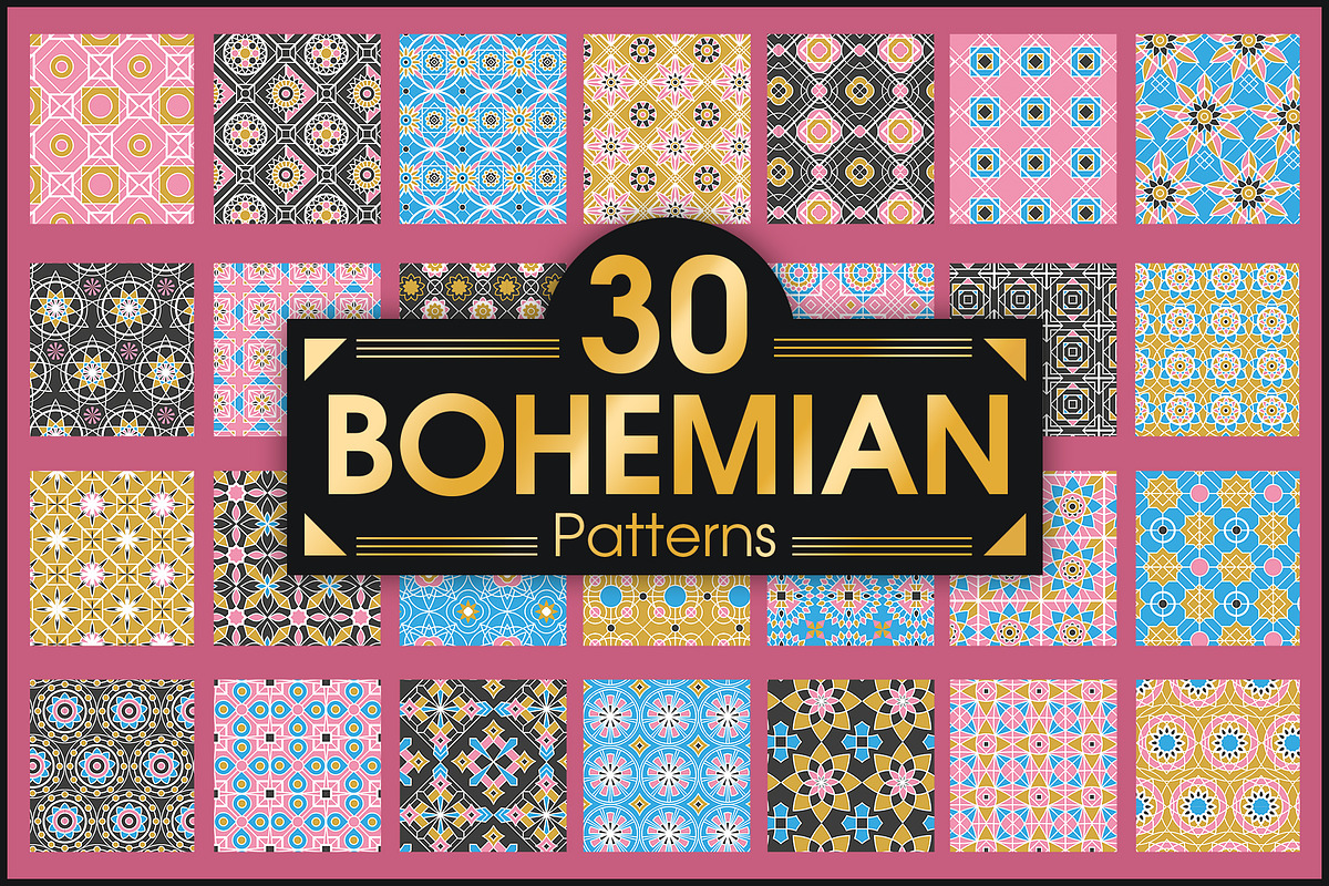 Bohemian vector patterns, a Pattern Graphic by Designnina Shop (Photo 1 of 6)