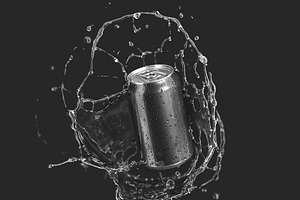 Black 330ml Can With Splash 3D Model, an Object 3D Model by rebrandy