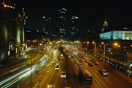 Nighttime timelapse of vibrant traff, a Photo by Iftikhar Alam