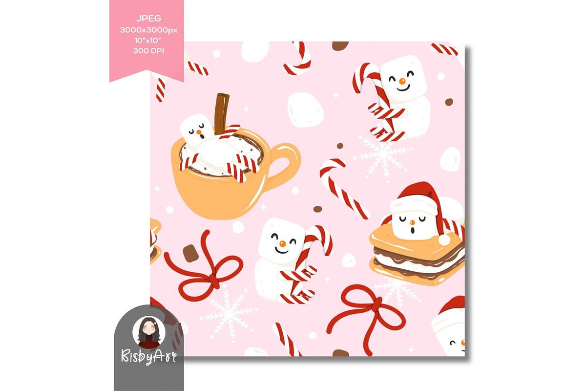 Christmas Marshmallows Pattern, a Pattern Graphic by KisbyArt (Photo 3 of 3)
