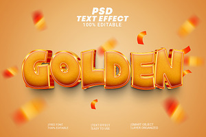 Golden 3d Text Effect Style