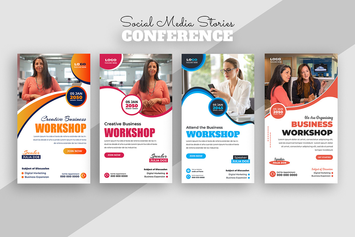 Conference Social Media Stories, a Social Media Template by nandinigraphics