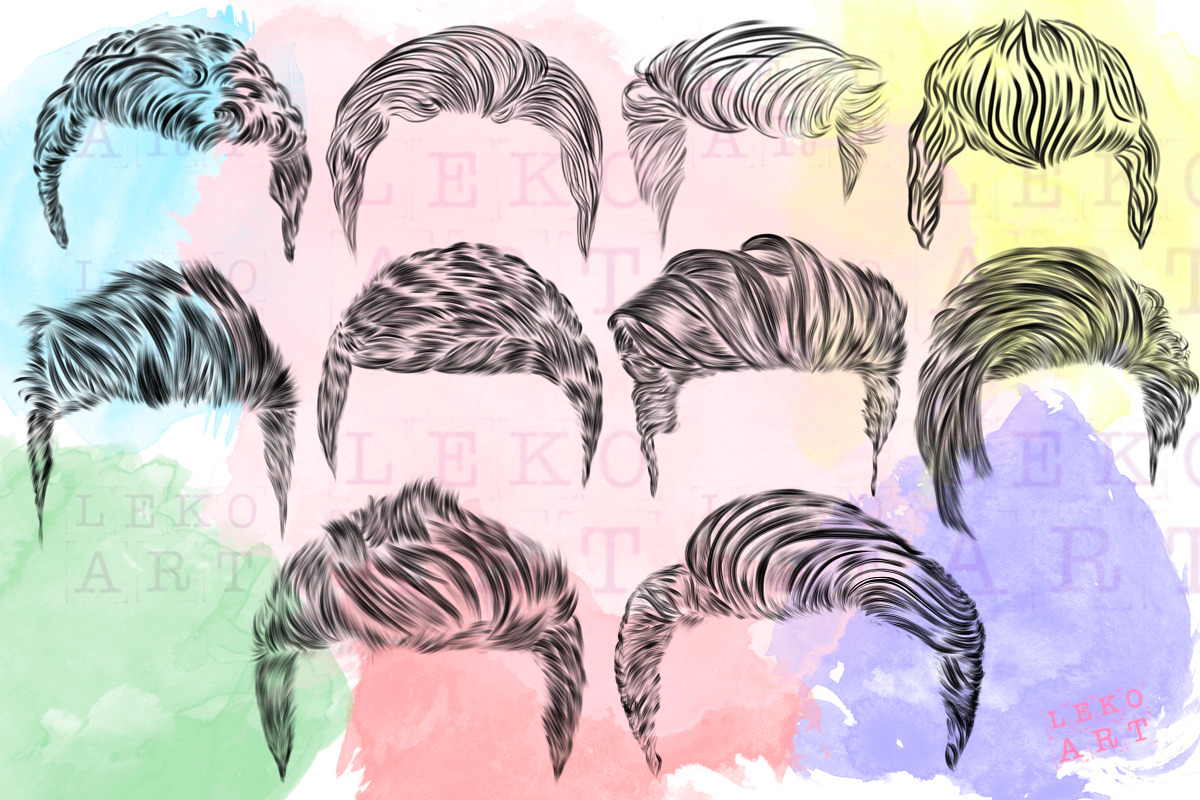 Man Hair Brush Stamps Procreate, a Brush Add-On by LekoArt (Photo 3 of 4)