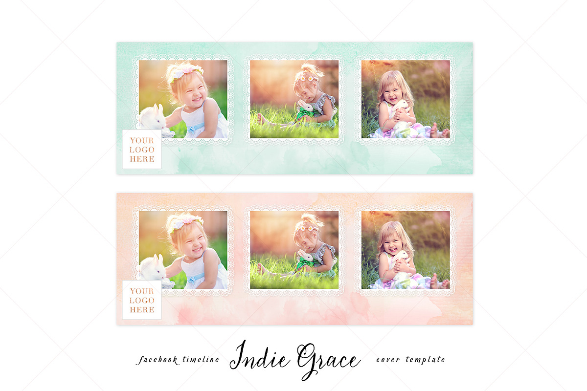 Watercolor & Lace Facebook Cover, a Templates & Theme by Indie Grace Design