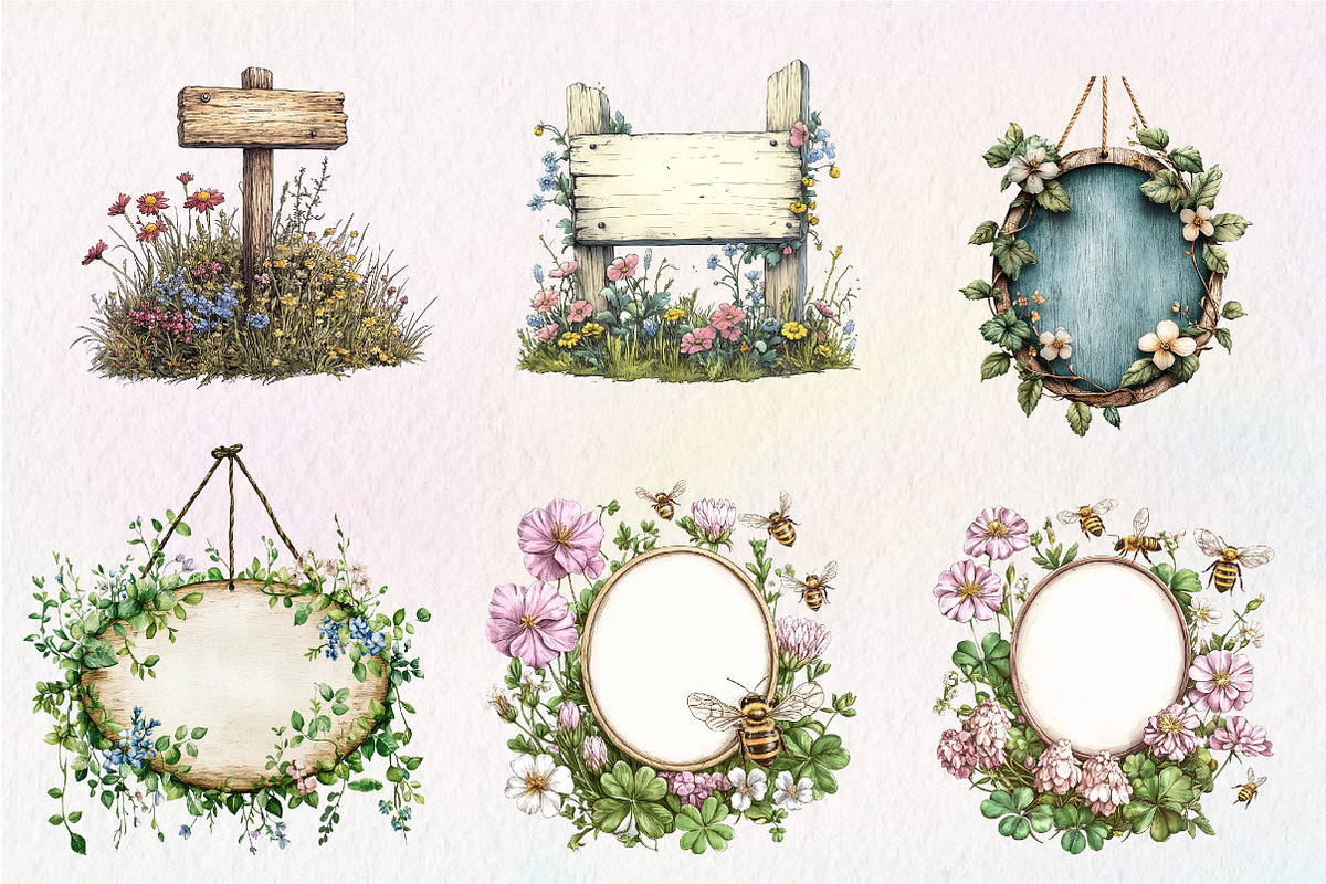 Summer Empty Sign & Wildflowers, an Illustration by CreationArt (Photo 6 of 9)