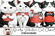 Quirky Valentine Cat Clipart, an Illustration by DreamArtGraphic (Thumbnail 1 of 4)