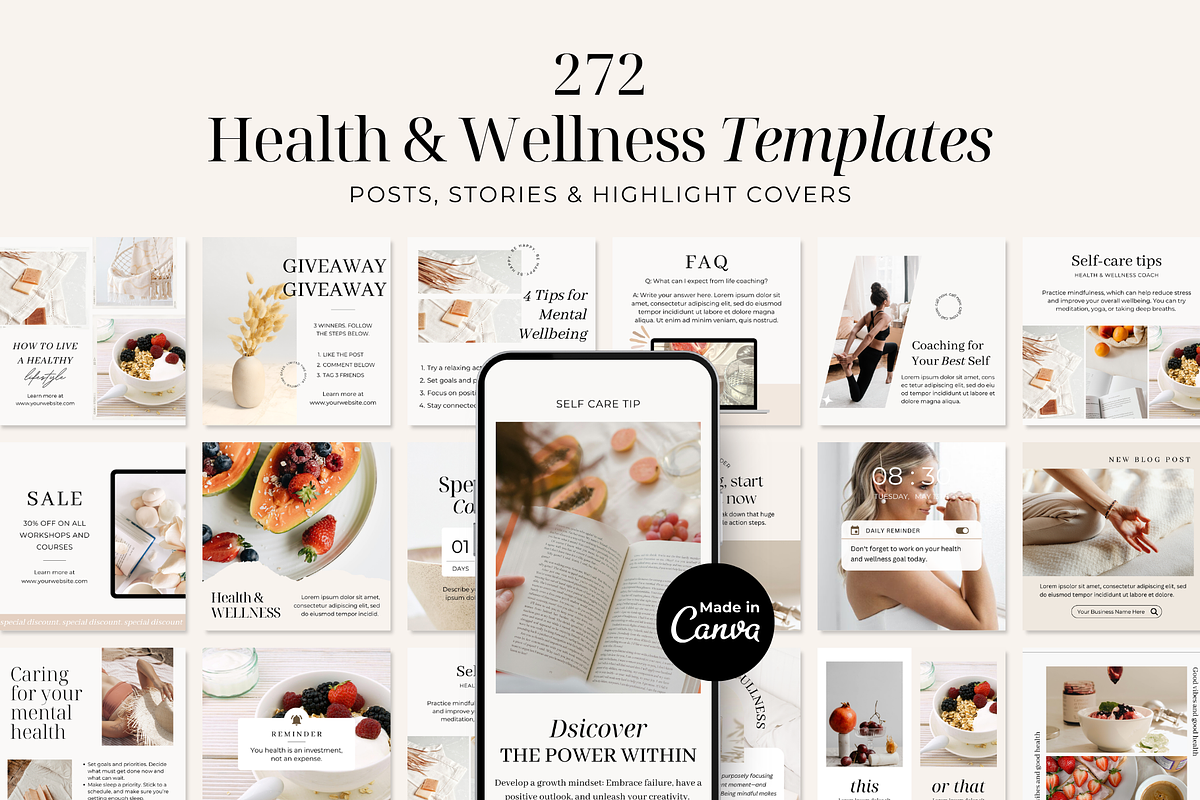 Health Wellness Instagram Templates, a Social Media Template by ShopRShop (Photo 1 of 10)