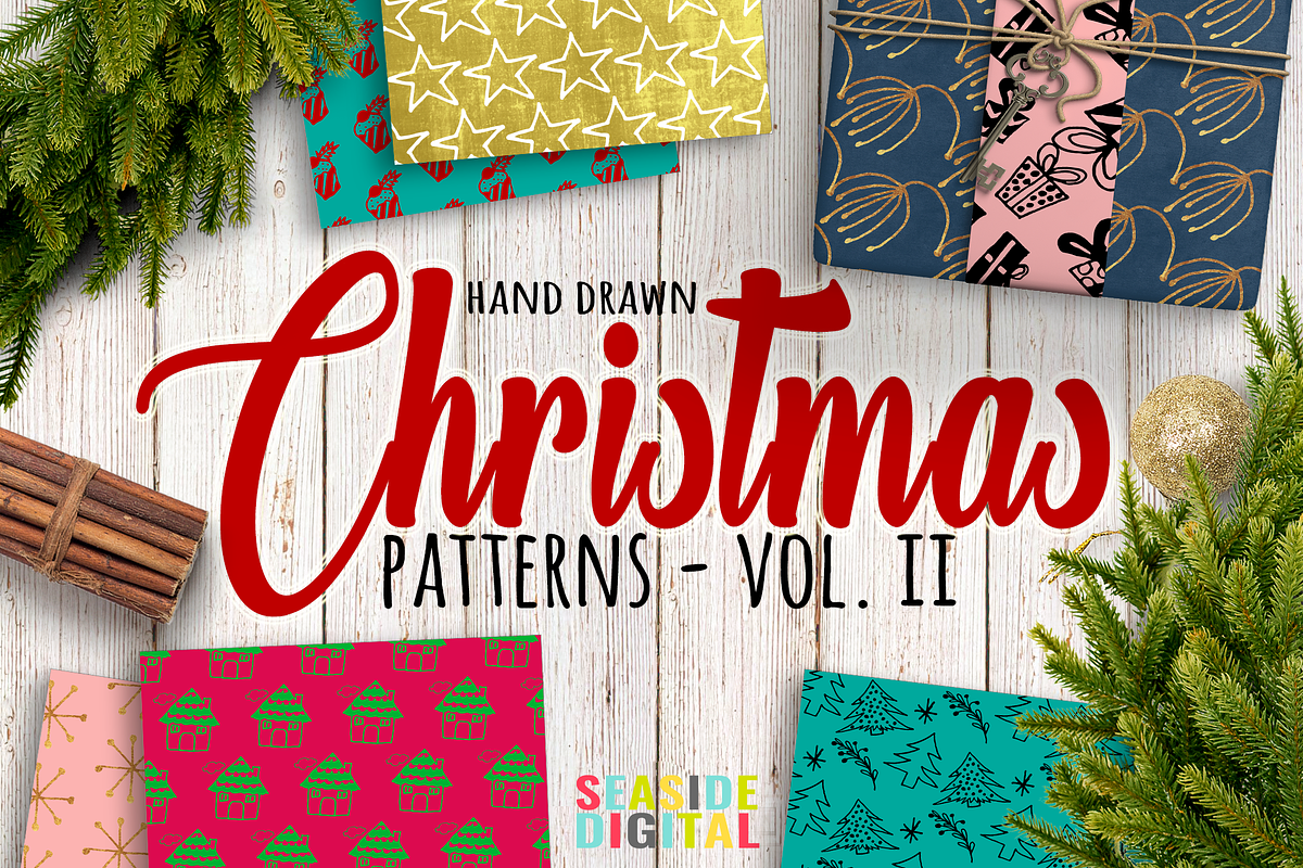 Hand Drawn Christmas Patterns II, a Pattern Graphic by Sinziana Romanescu (Photo 1 of 4)