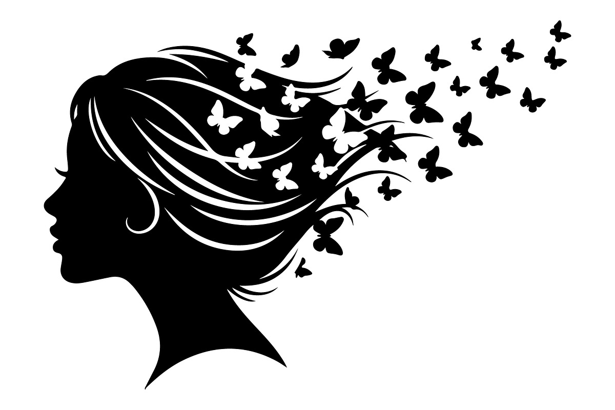 Woman Butterfly Hair Silhouette, an Object Illustration by yasushie (Photo 8 of 31)