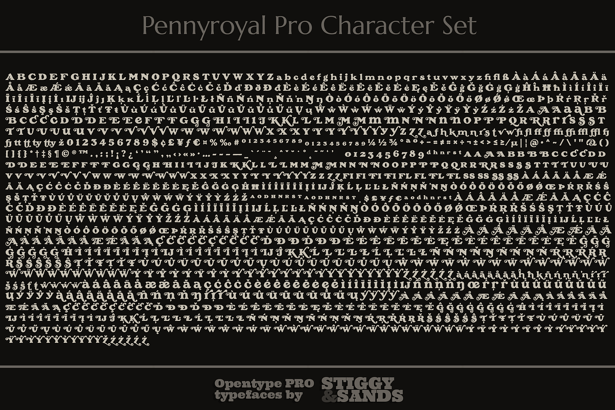 Pennyroyal Pro, a Font by Stiggy & Sands (Photo 9 of 9)