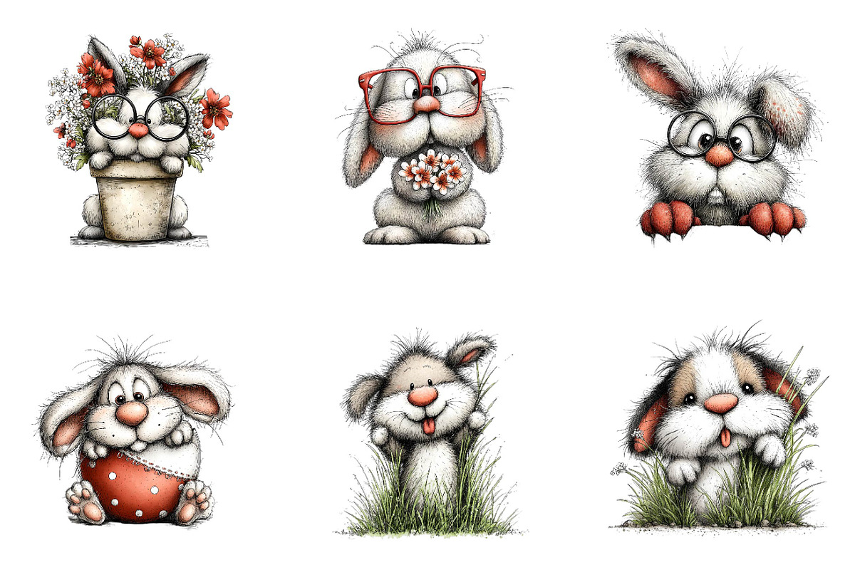 Funny easter bunny peeking clipart, an Illustration by CreationArt (Photo 4 of 7)
