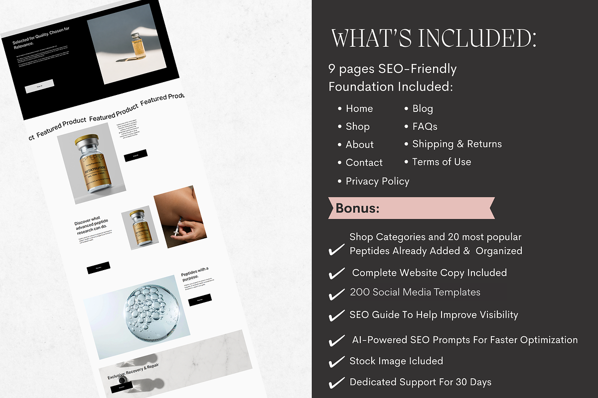 Nova Squarespace Peptide Website, a Squarespace Template by Templatelabsdesign (Photo 2 of 16)