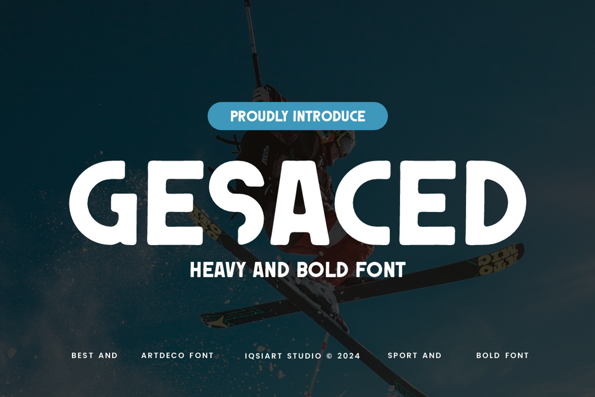 Gesaced - Heavy Bold Font, a Sans Serif Font by Iqsiart Studio (Photo 1 of 6)