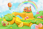 Sweet castle lollipop holiday poster, a Decorative Illustration by Allevinatis Studio (Thumbnail 1 of 6)