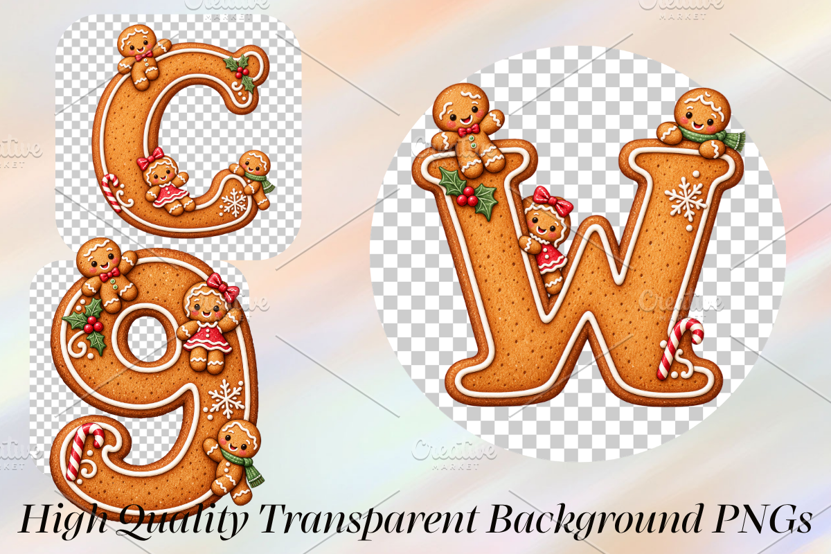 Christmas Gingerbread Alphabet PNG, a Seasonal Illustration by Ink Gallery (Photo 3 of 5)