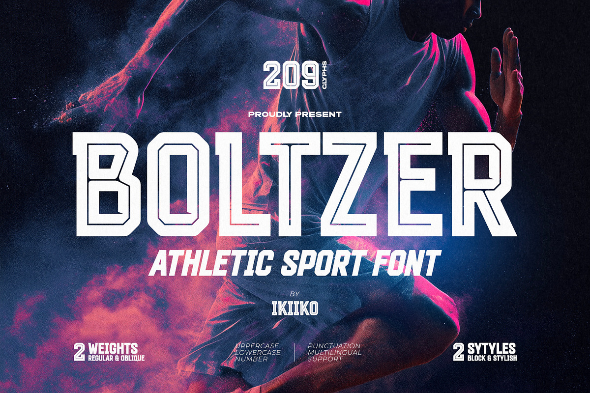 Boltzer - Athletic Sport Font, a Sans Serif Font by ikiiko (Photo 1 of 7)