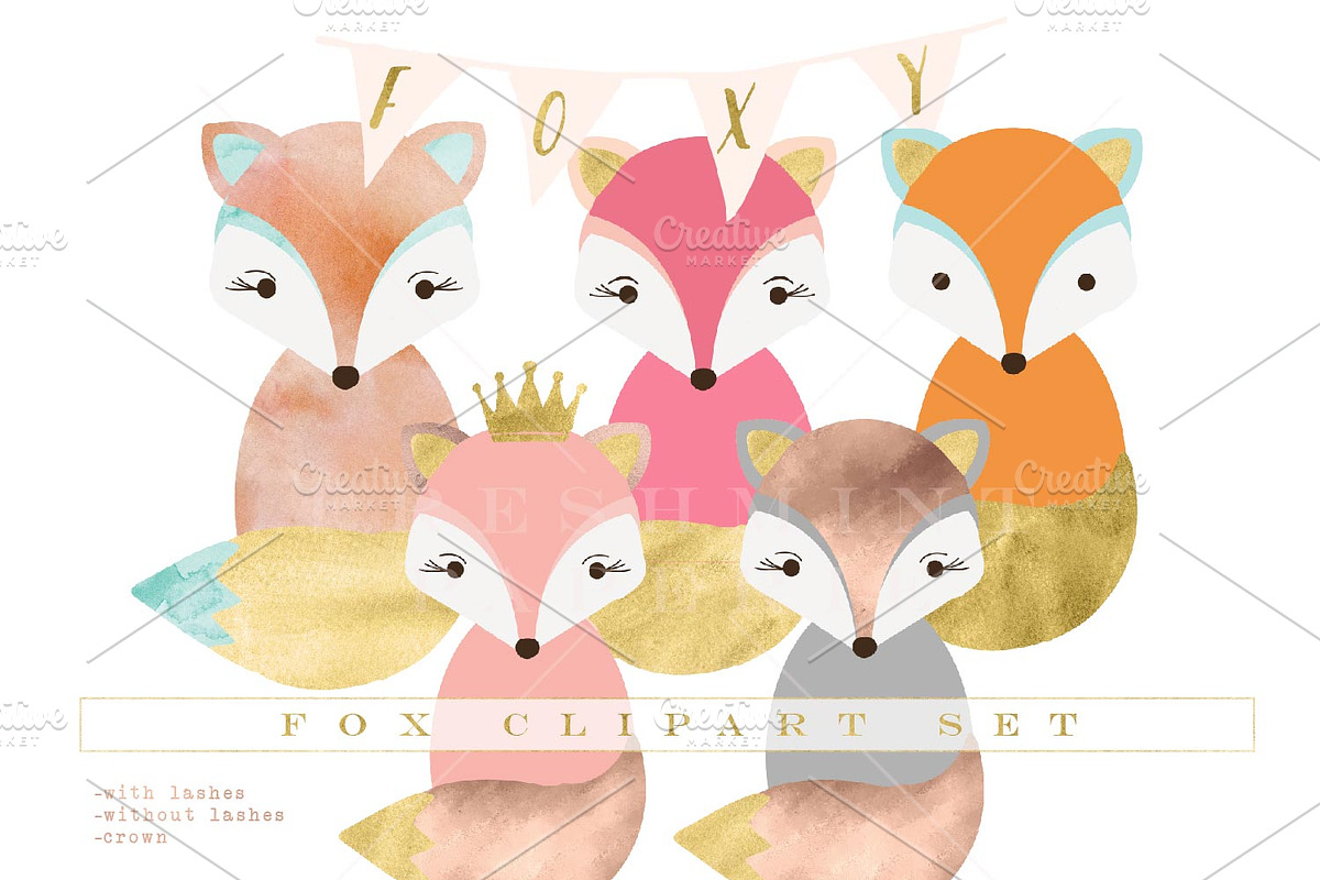 watercolor fox clipart set, a Graphic by Freshmint Paperie