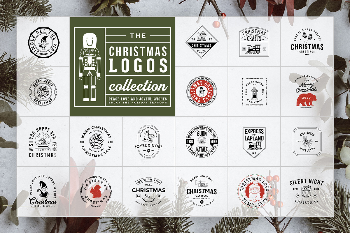 50 Retro Modern Christmas Logos, a Branding & Logo Template by Graphicdome (Photo 1 of 11)