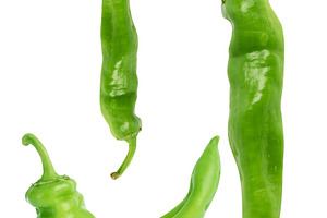 pod of green hot pepper isolated on white background, a Food & Drink Photo by ndanko